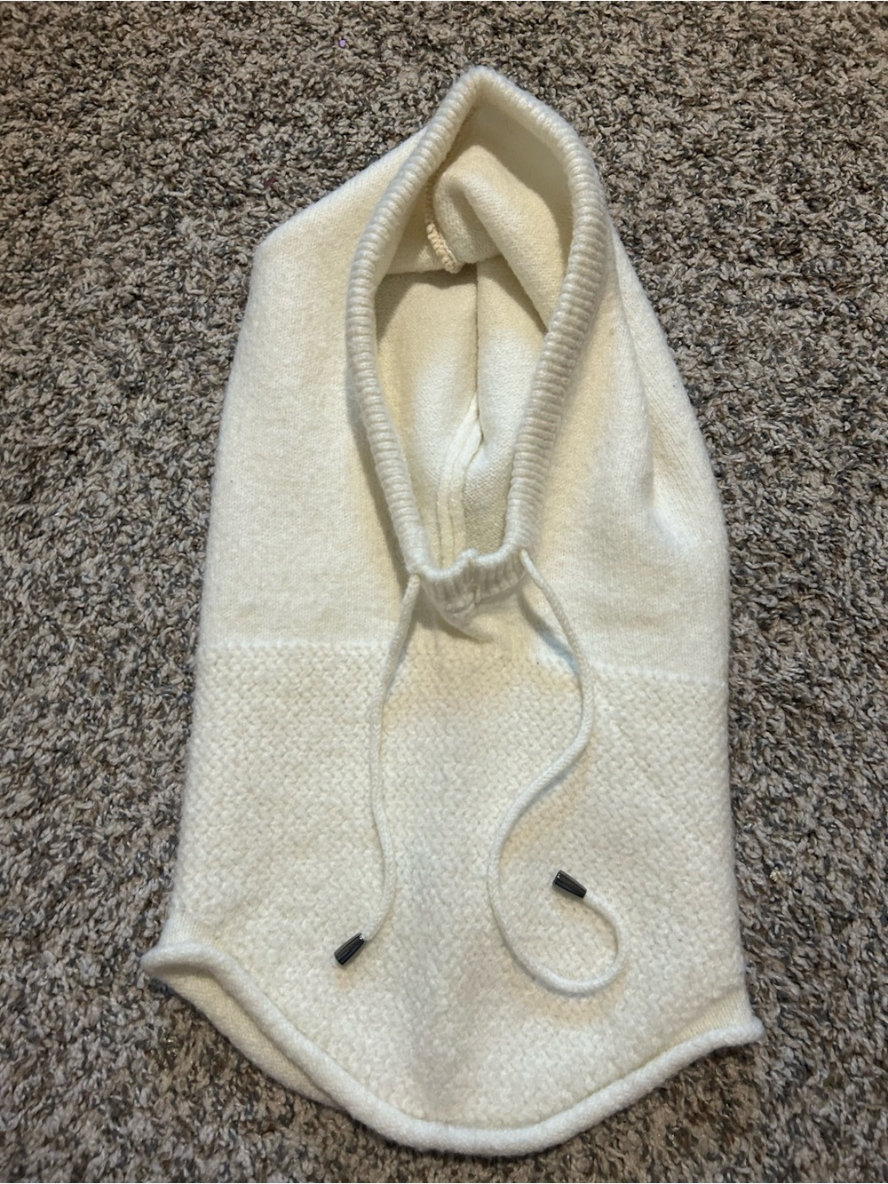 Cream Knit Hooded Neck Warmer